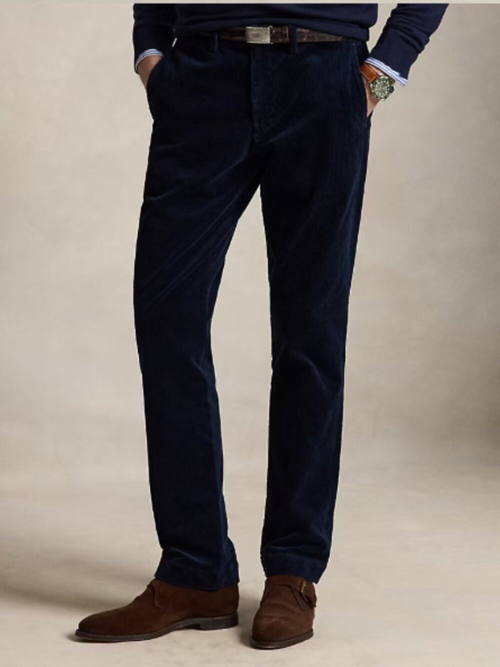 Ralph Lauren - Polo Bedford Straight Fit - Corduroy In Navy Blue - New
